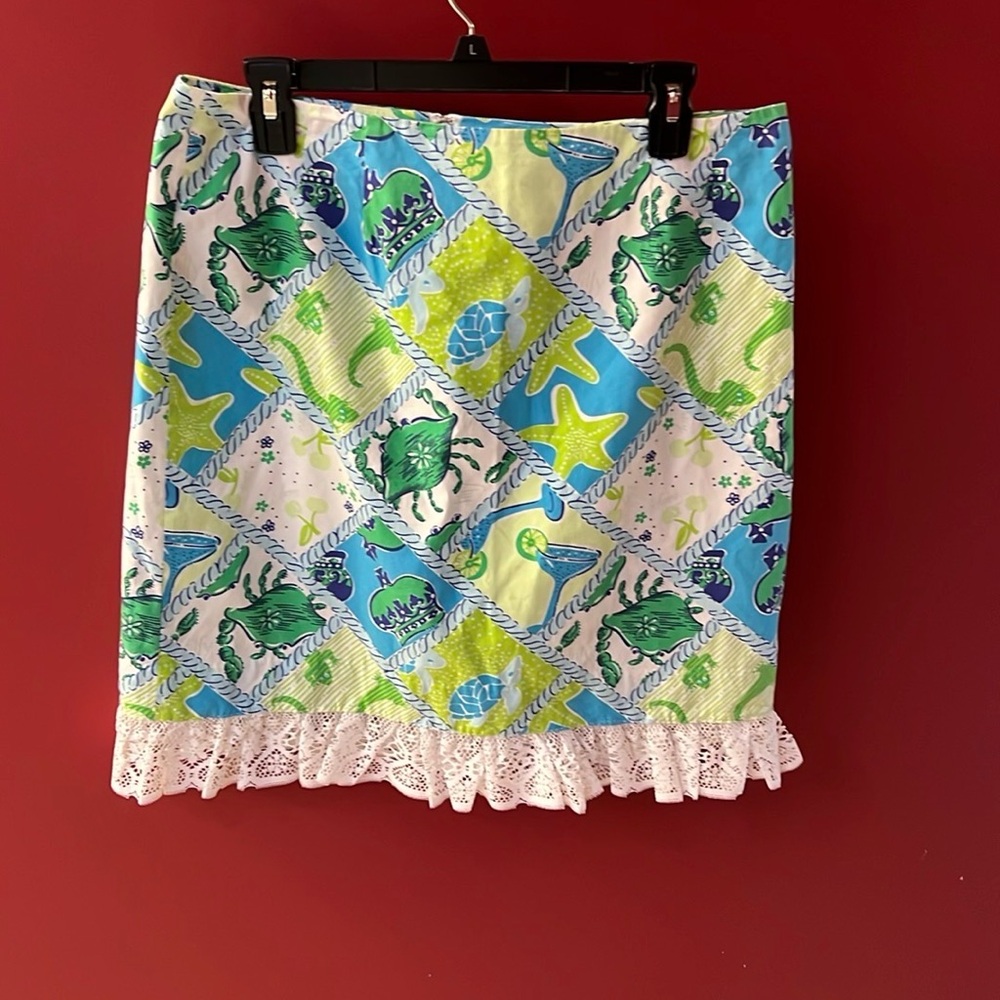 Lilly Pulitzer Vintage White Label Starboard Patch Mini Reversible Skirt